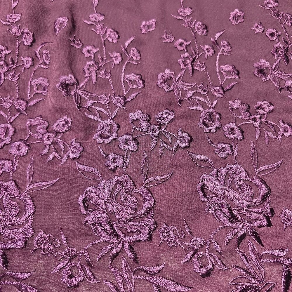 WHBM Tank Top Floral Embroidered w/ Sheer Layer Romantic Feminine Boho Purple L - Picture 2 of 8